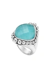 Lagos Sterling Silver Maya Escape Turquoise Doublet Dome Ring