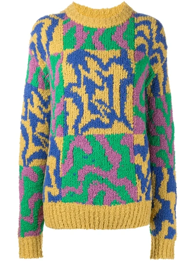 The Elder Statesman Warbled-check Cashmere-blend Bouclé Sweater In Green Multi