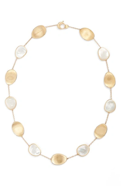 Marco Bicego Lunaria 18k Yellow Gold White Mother-of-pearl Short Necklace In White/gold