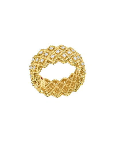 Roberto Coin Barocco Three-row Ring With Diamonds In 18k Yellow Gold
