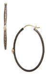 Armenta 18k Yellow Gold And Sterling Silver Old World Pave Diamond Oval Hoop Earrings In Black