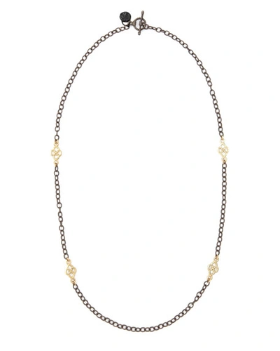 Armenta Women's Old World 18k Gold, Yellow Gold & Blackened Silver Scroll Station Chain-link Necklace In Black/gold