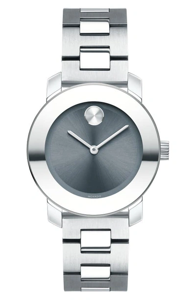 Movado Bold Bracelet Watch, 30mm In Silver/ Grey/ Silver