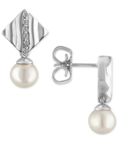 Majorica Sterling Silver Pave And Imitation Pearl Drop Earrings In White/silver