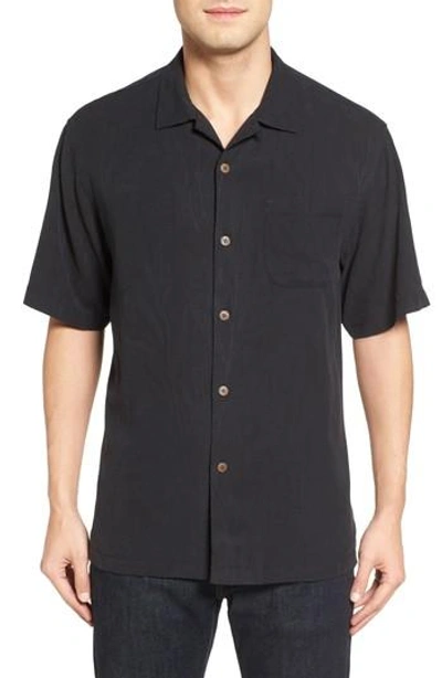 Tommy Bahama Islander Fronds Silk Camp Shirt In Black