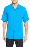 Tommy Bahama Islander Fronds Silk Camp Shirt In Download Blue