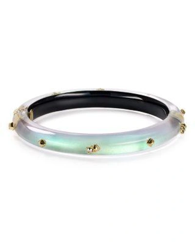 Alexis Bittar Golden Studded Hinge Bangle In Clear