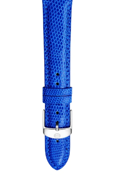 Michele 16mm Seamist Blue Fish Skin Watch Strap