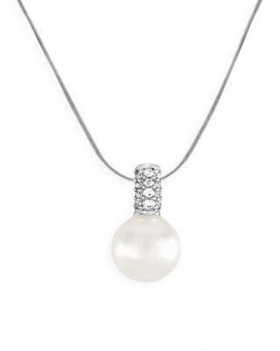 Majorica Sterling Silver Cubic Zirconia & Imitation Pearl Pendant Necklace In White/silver