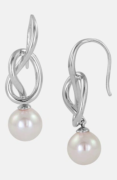 Majorica Pearl-drop Silver Knot Earrings
