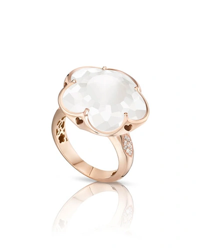 Pasquale Bruni Bon Ton White Quartz & Diamond Ring In 18k Rose Gold In Rose/white