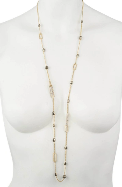 Alexis Bittar Crystal Encrusted Link Necklace W/ Pyrite In Crystal/ Gold