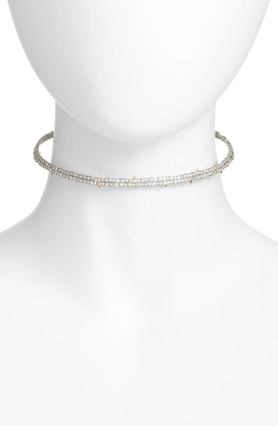 Alexis Bittar Swarovski Crystal Pave Spike Choker Necklace In Gold