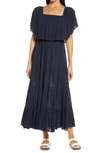 Elan Off The Shoulder Ruffle Cover-up Maxi Dress In Navy