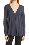 Capsule 121 The Libra Plunge Neck Knit Top In Navy
