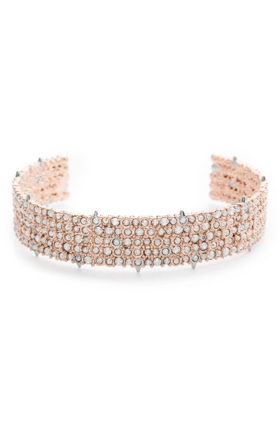 Alexis Bittar Crystal Pave Accent Cuff In Rose Gold