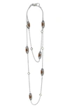 Lagos 18k Gold And Sterling Silver Caviar Color Station Necklace With Smoky Quartz, 34 In Brown/silver