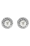 Lagos Sterling Silver Signature Caviar Cultured Freshwater Pearl Front-back Earrings In White/silver