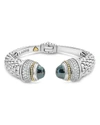 Lagos 18k Gold And Sterling Silver Caviar Color London Blue Topaz And Diamond Cuff, 14mm