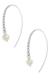 Lagos Sterling Silver Signature Caviar Cultured Freshwater Pearl Linear Drop Earrings In White/silver