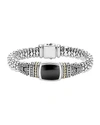 Lagos 18k Gold And Sterling Silver Caviar Color Bracelet With Black Onyx In Black/silver