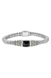 Lagos 18k Gold And Sterling Silver Caviar Color Bracelet With Black Onyx In Black/silver