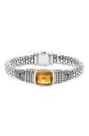 Lagos 18k Gold And Sterling Silver Caviar Color Bracelet With Citrine In Orange/silver