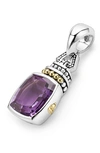 Lagos 18k Gold And Sterling Silver Caviar Color Amethyst Pendant In Purple/silver