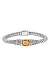 Lagos 18k Gold And Sterling Silver Caviar Color Bracelet With Citrine In Orange/silver