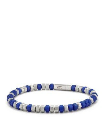 David Yurman Men's Hex Bead Bracelet, Blue In Blue/silver