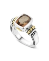 Lagos 18k Gold And Sterling Silver Caviar Color Small Smoky Quartz Ring In Smokey Quartz