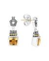 Lagos 18k Gold & Sterling Silver Caviar Color Citrine Drop Earrings In Orange/silver