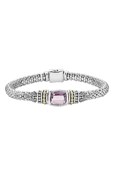Lagos 18k Gold And Sterling Silver Caviar Color Bracelet With Amethyst In Amethyst