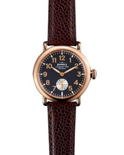 Shinola 'the Runwell' Leather Strap Watch, 36mm In Oxblood/ Midnight Blue