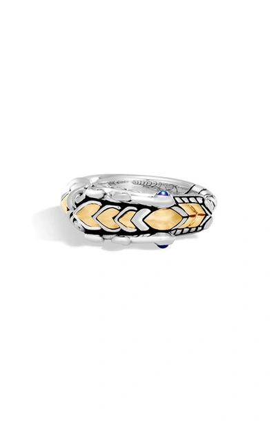 John Hardy 18k Gold And Sterling Silver Legends Naga Ring With Sapphire In Blue/silver