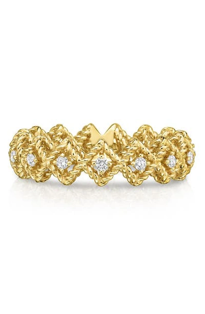 Roberto Coin Barocco Single-row Diamond Ring In 18k Yellow Gold