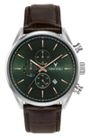 Vincero The Chrono S Chronograph Leather Strap Watch, 43mm In Dark Olive/ Silver