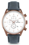 Vincero The Chrono S Chronograph Leather Strap Watch, 43mm In Copper/ Slate Blue