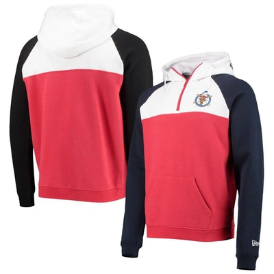 New Era Red/white Washington Nationals Cooperstown Collection Quarter-zip Hoodie Jacket In Red,white