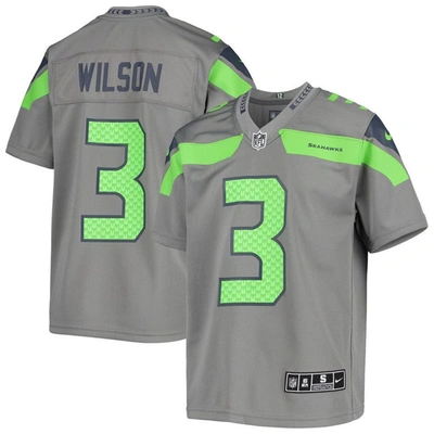 Nike Kids' Youth  Russell Wilson Gray Seattle Seahawks Inverted Team Game Jersey