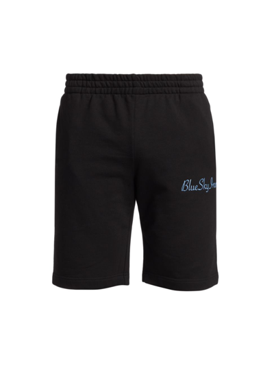 Blue Sky Inn Black Logo-embroidered Cotton Shorts