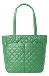 Mz Wallace Small Metro Quatro Quilted Nylon Tote In Ivy Oxford/light Gold
