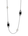 Lagos 18k Gold And Sterling Silver Caviar Color Onyx Station Necklace, 34 In Black/silver