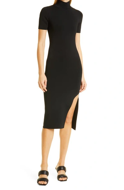 Alice And Olivia Kaylen Stretch-knit Turtleneck Midi Dress In Black