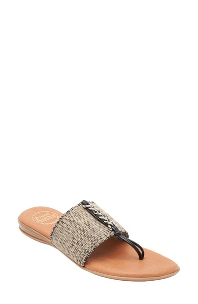 Andre Assous Nerice Sandal In Black/ Beige Linen