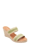 Andre Assous Women's Nolita Raffia Espadrille Wedge Sandals In Green Moss/natural