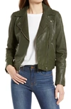 Madewell Washed Leather Moto Jacket In Dark Forrest