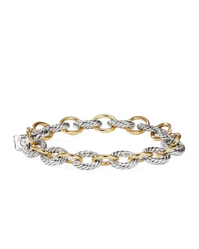 David Yurman Medium Oval Link Bracelet With 18k Yellow Gold In Silver Gold