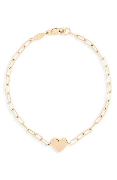 Anzie Amour Engravable Heart Pendant Bracelet In Gold