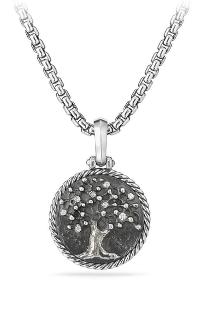 David Yurman Cable Collectibles Tree Of Life Amulet With Diamonds In Silver